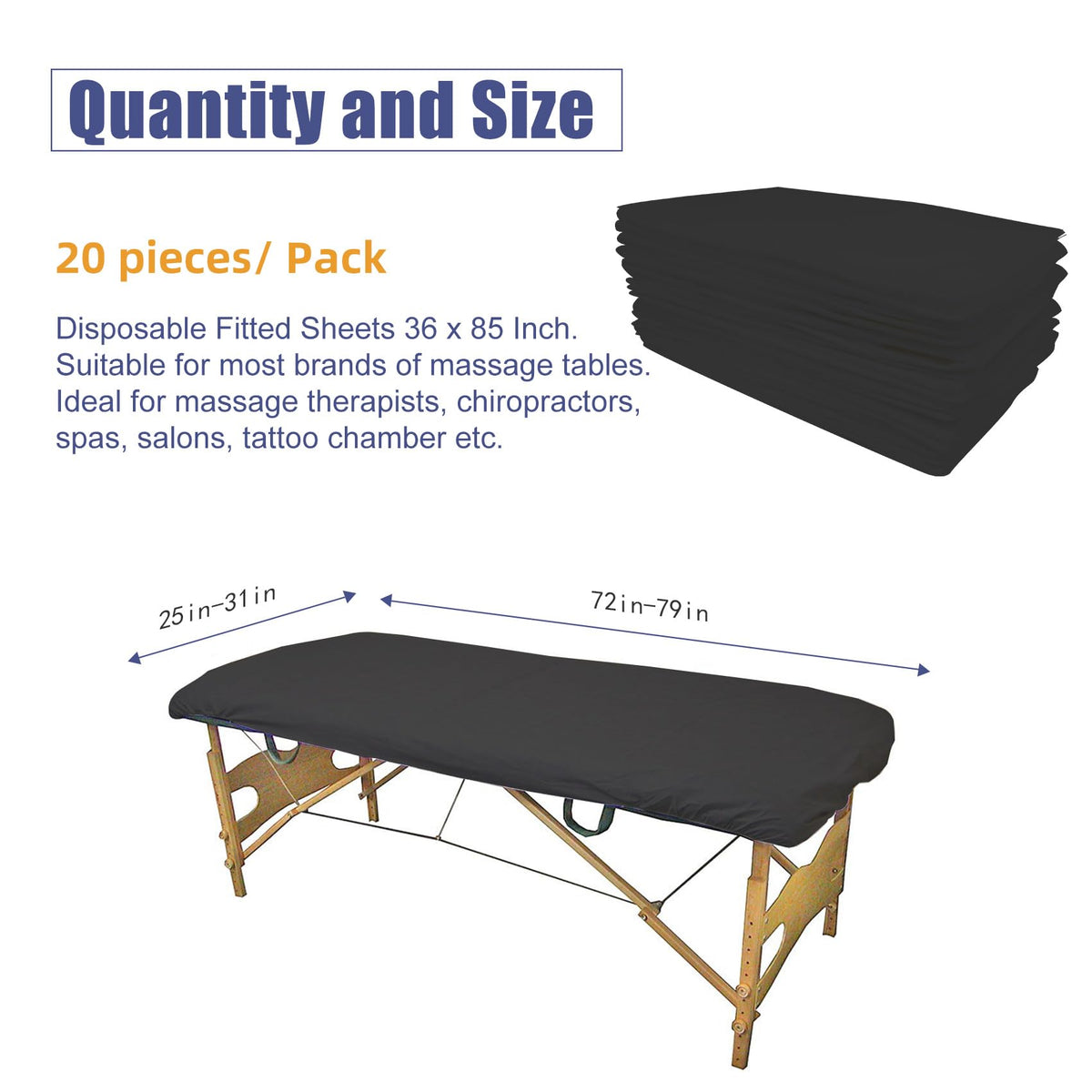 Tvvcalk breathable black non-woven fabric sheets offer comfort and quick turnover.
