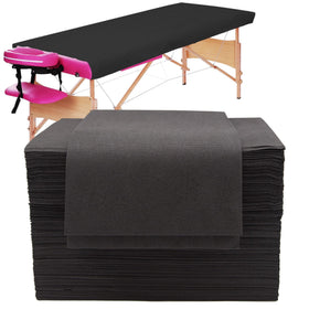 Tvvcalk disposable table sheets 31x79 black provide clean, hygienic protection for clients.