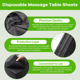 Tvvcalk sheet layer highlights sweat-absorbent surface for comfortable client experiences.