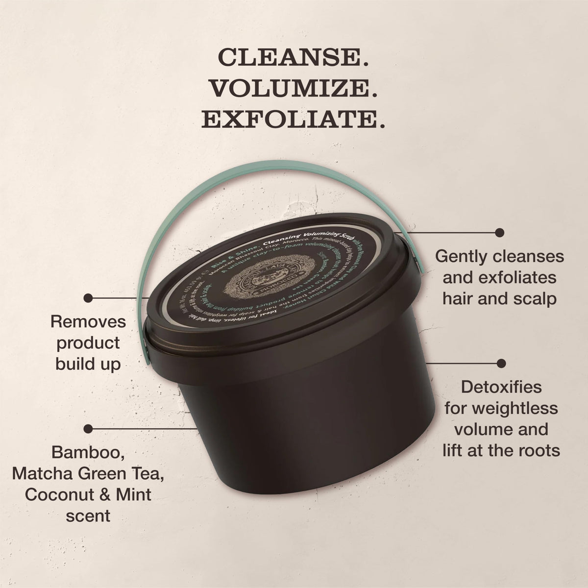 Foam texture of Rise & Shine Scrub ready for scalp cleansing and volume boost