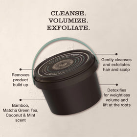 Foam texture of Rise & Shine Scrub ready for scalp cleansing and volume boost