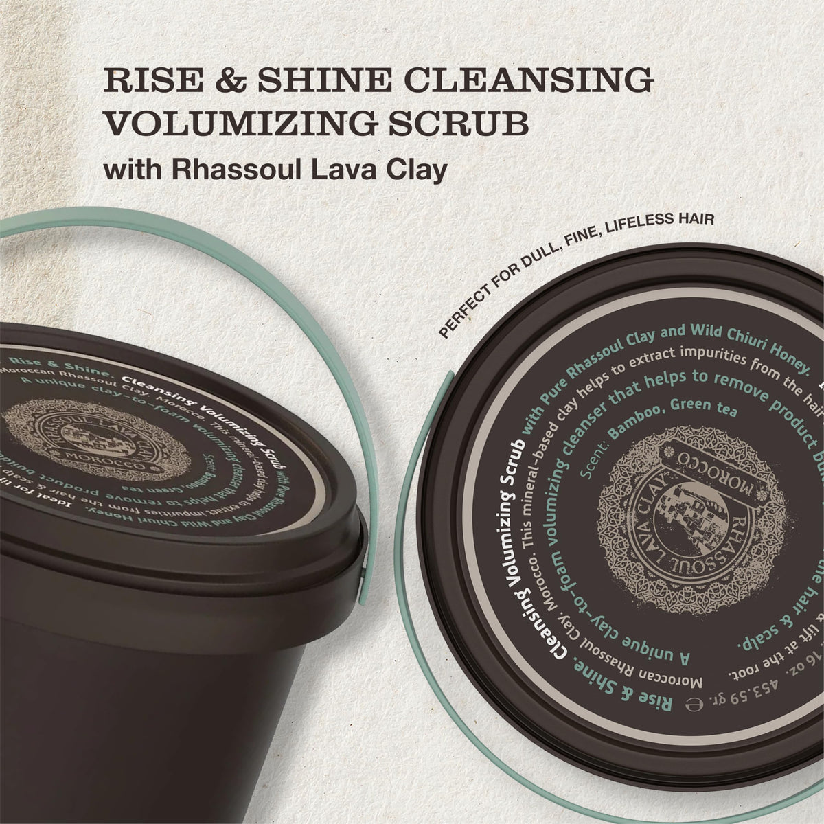 Texture of Rise & Shine Scrub highlighting exfoliating clay for oil control