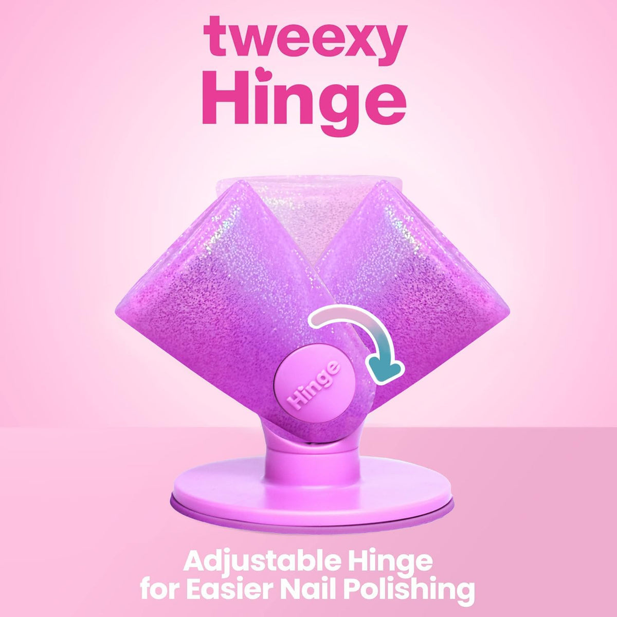 Tweexy Hinge shows IntelliStick airlock suction gripping a smooth surface.