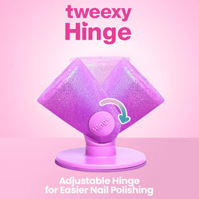 Tweexy Hinge shows IntelliStick airlock suction gripping a smooth surface.