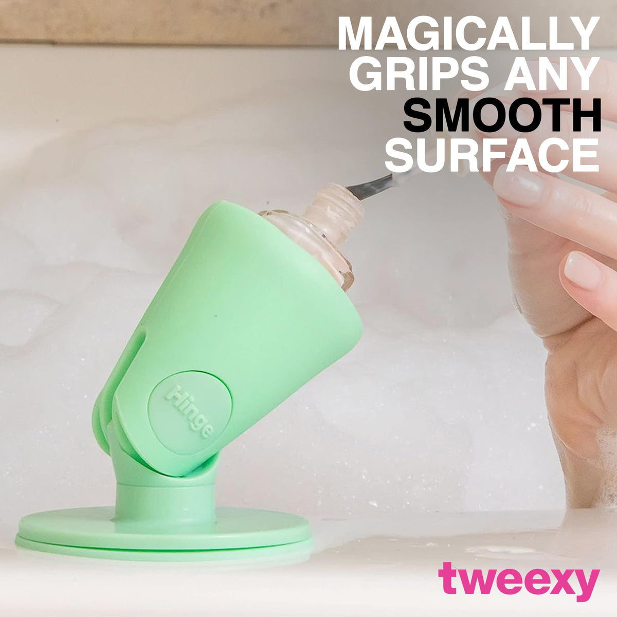Tweexy Hinge secure-fit silicone grip fits most bottle shapes securely.