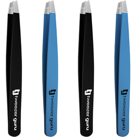 Tweezer Guru stainless steel slant-tip closeup for precise plucking and lasting durability.