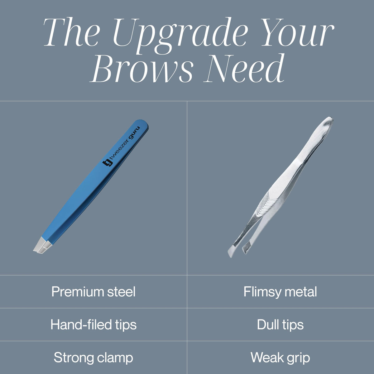 Tweezer Guru user hand using tweezers shows ergonomic grip during grooming.