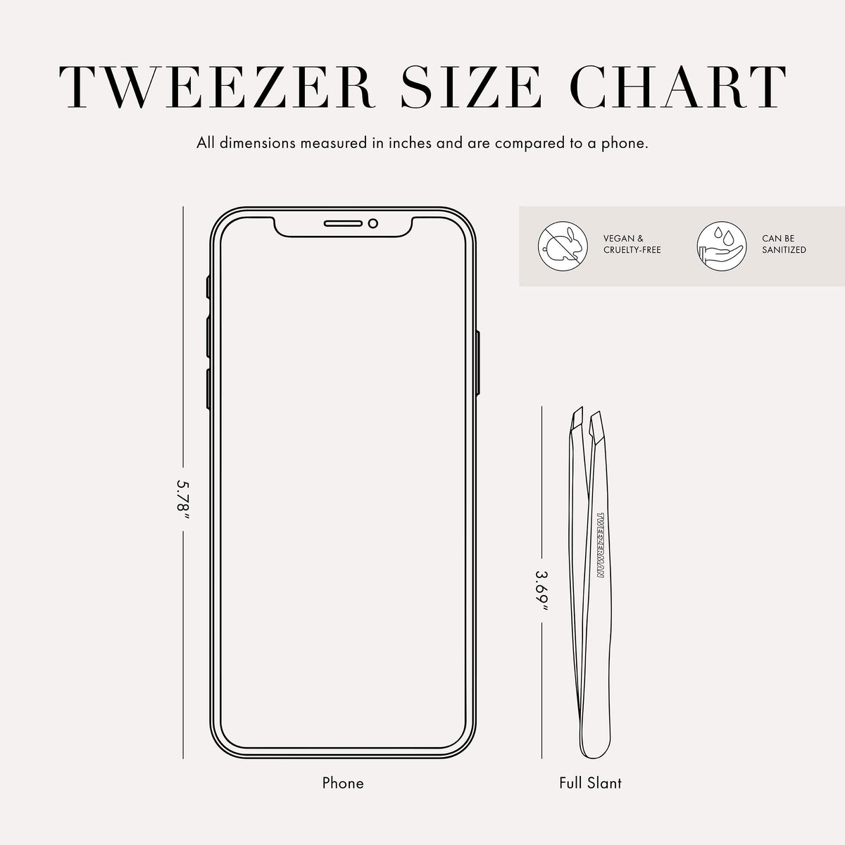 Tweezerman slant tweezer 25-degree tip for even brow hair removal.