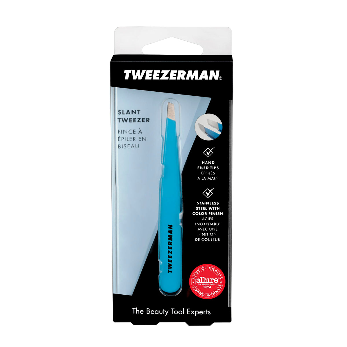 Tweezerman tips ready for cleaning with an alcohol wipe after use.