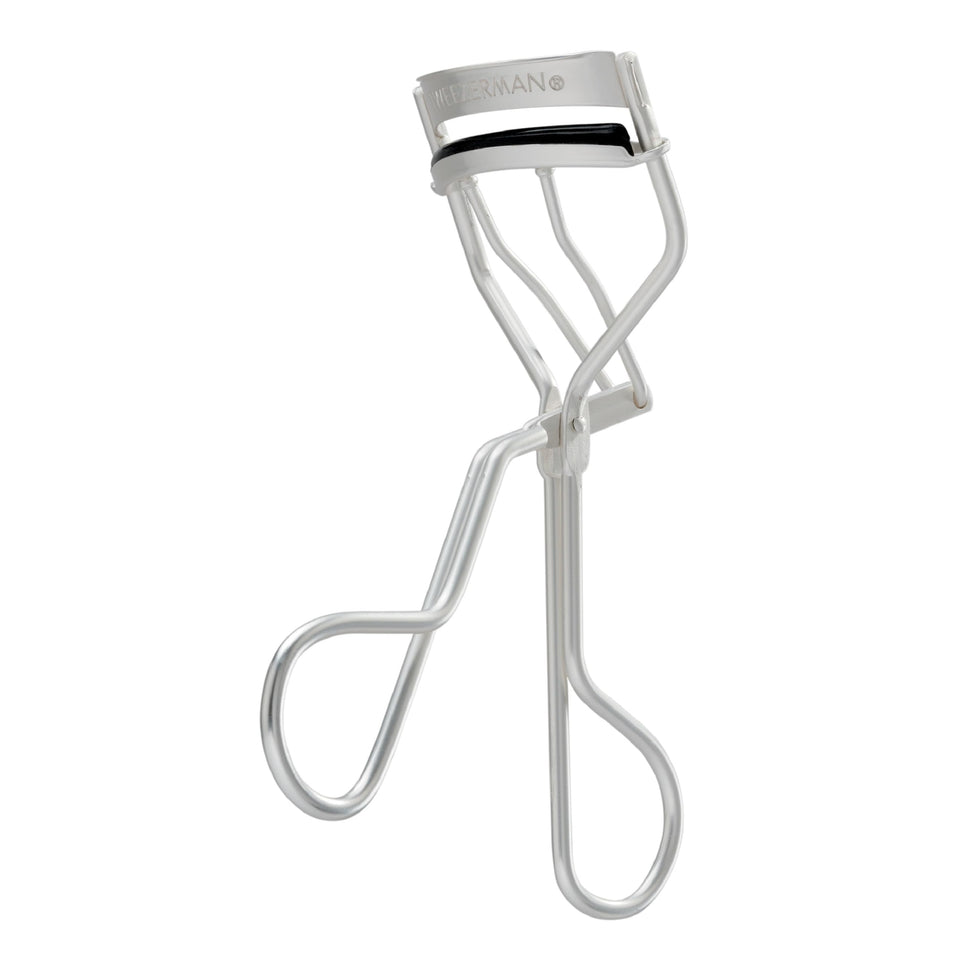 Tweezerman Curl 60 metallic lash curler delivers precise curl for round eyes.