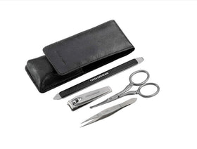 Tweezerman Essential Grooming Kit for Men case and tools ready for travel.