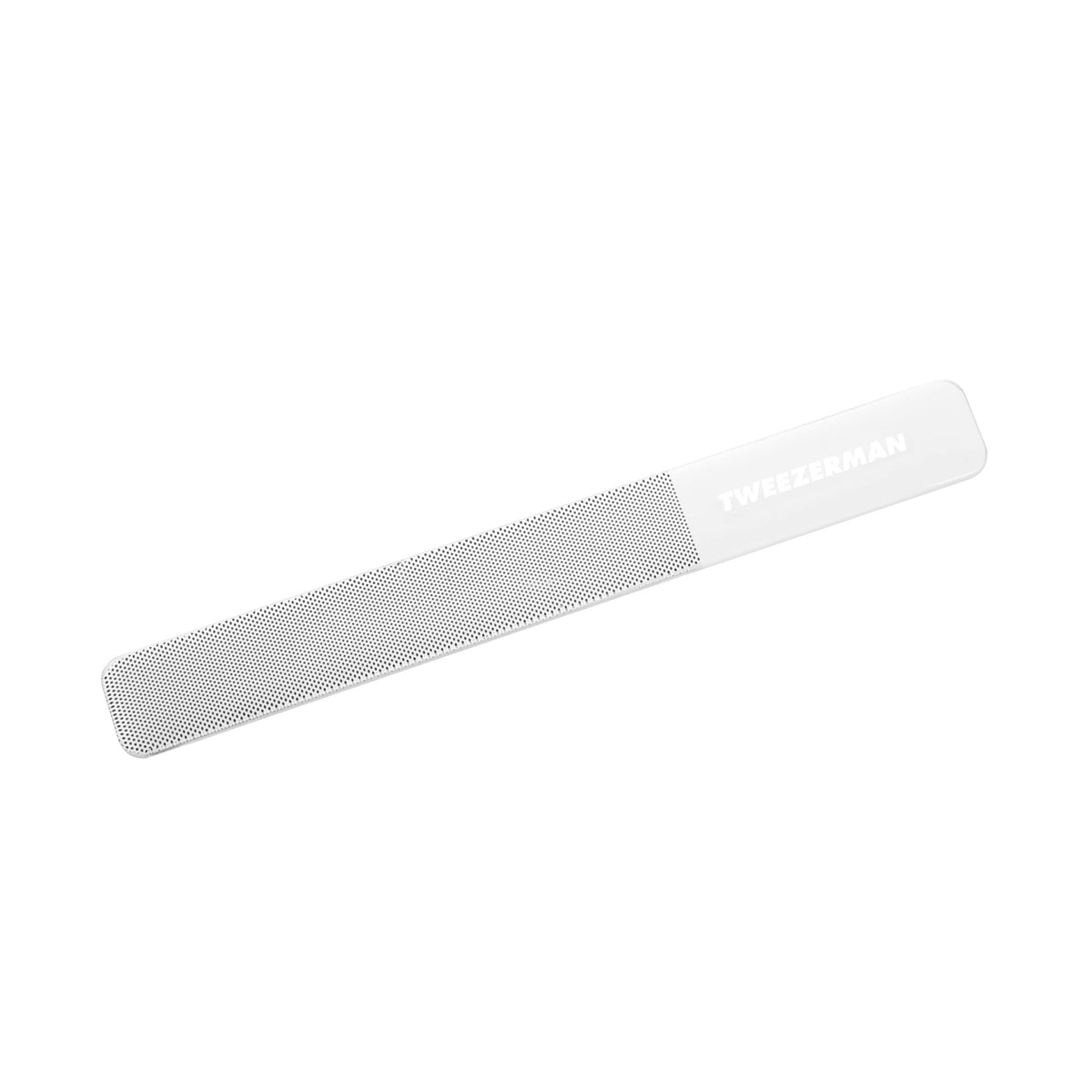 Tweezerman Glass Nail Buffer front view delivering a smooth natural nail shine.
