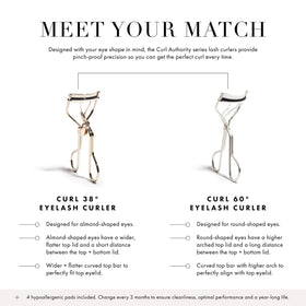 Tweezerman lash curler with wide opening captures all lashes without pinching.