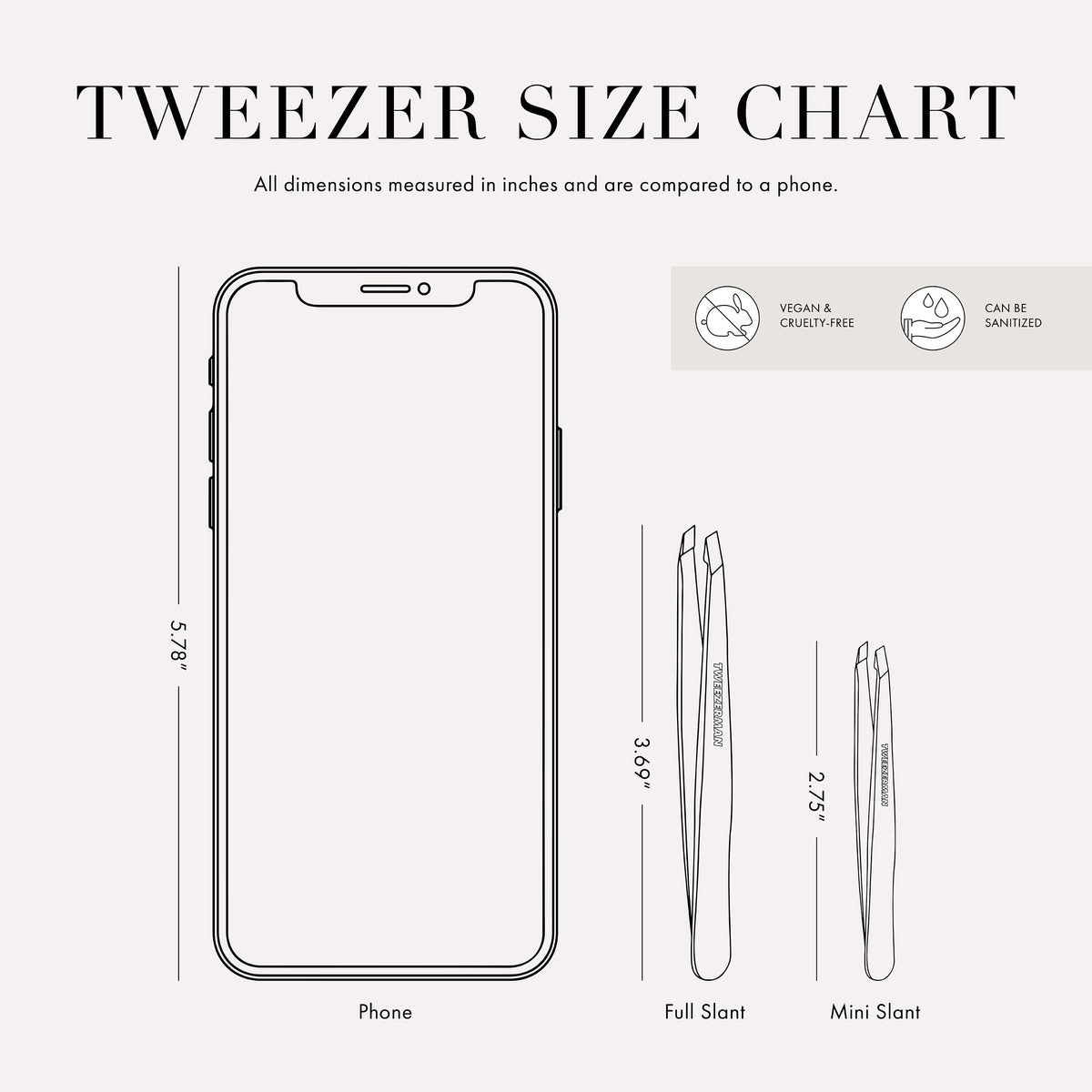 Tweezerman Mini Slant Tweezer angled tips demonstrating 25-degree grip for brow shaping