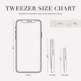 Tweezerman Mini Slant Tweezer angled tips demonstrating 25-degree grip for brow shaping