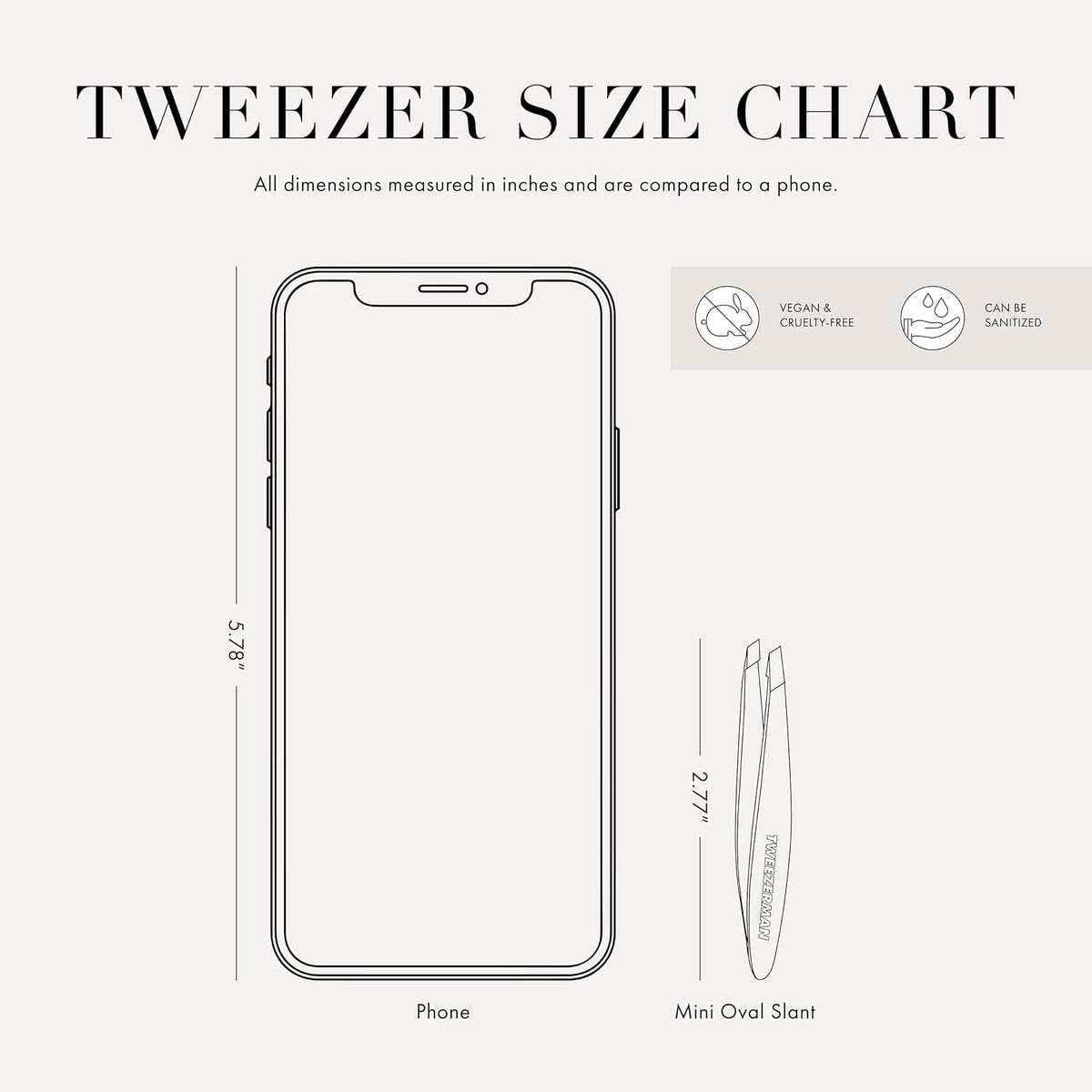 Tweezerman NYC Mini Slant Tweezer with 25-degree angled tips for efficient grabbing.