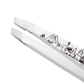 Tweezerman NYC Mini Slant Tweezer with ergonomic grip for comfortable use.