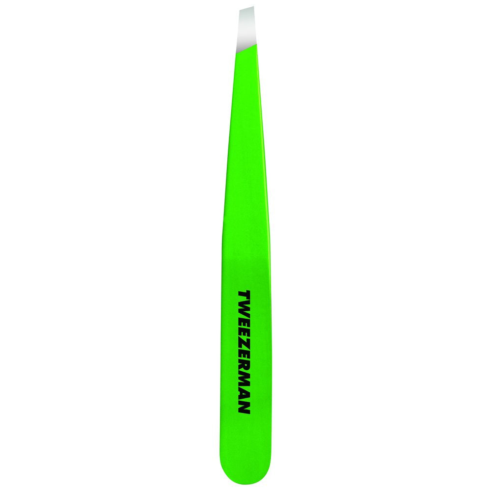 Tweezerman Slant Tweezer Green Apple close-up of precision tips for precise shaping