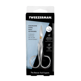 Tweezerman nail scissors cleaning and lubrication at the joint for smoother operation.