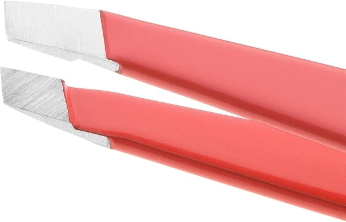 Tweezerman slant tweezer hand-filed tips grab hair firmly.