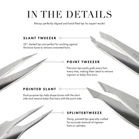 Tweezerman Tea Rose Slant Tweezer tips perfectly aligned for reliable root-level removal