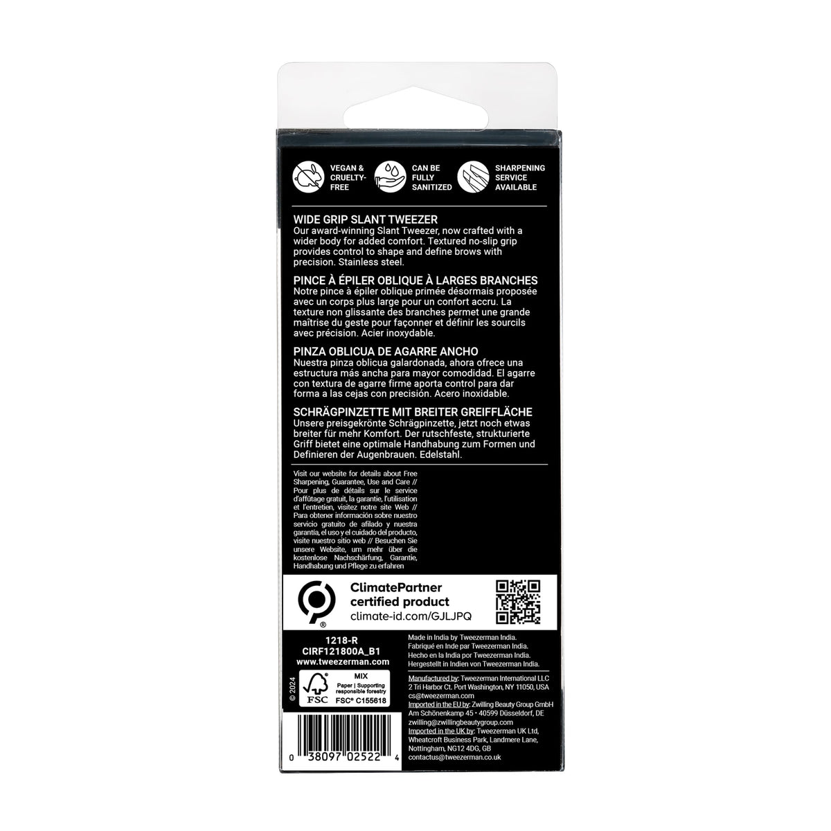 At-home grooming with Tweezerman Wide Grip Slant Tweezer for reliable precision.