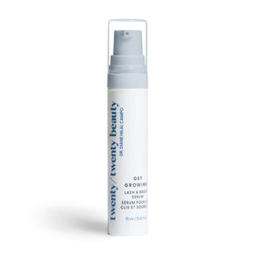 Twenty/Twenty Get Growing lash serum bottle closeup, showcasing a clean formula for daily use.