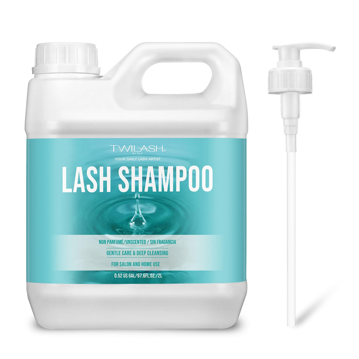 TWILASH BY DLY lash shampoo 2L bottle with pump for easy dispensing and salon-ready use.
