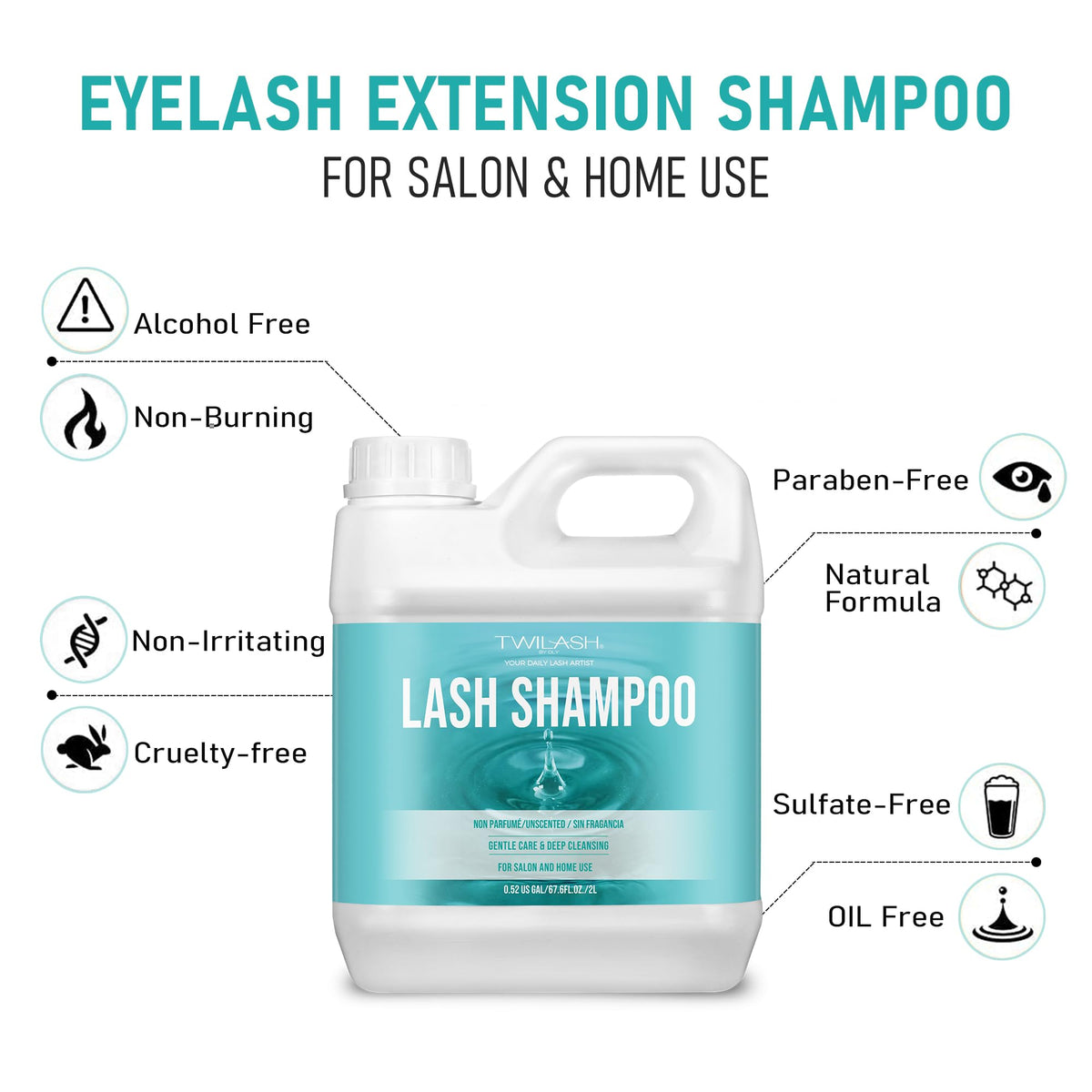 TWILASH BY DLY unscented lash shampoo ideal for salon-grade cleansing.