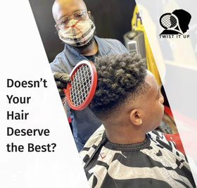 Twist It Up Comb Red Desires shown with Twist It Up shampoo and conditioner kit.