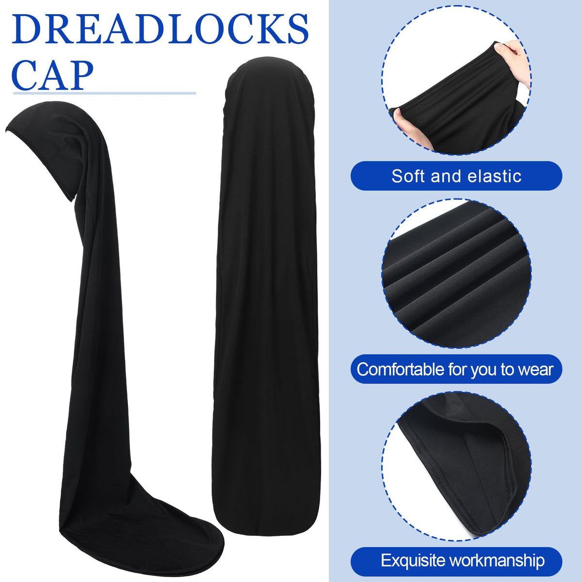 Twistover two-pack of black dreadlock caps for convenient replacements