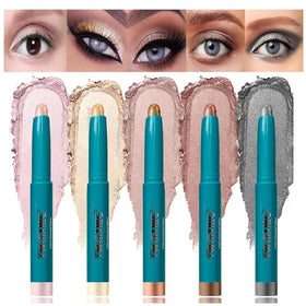 TWLBXMG 5-color eyeshadow stick set swatches show creamy glide for smooth color.