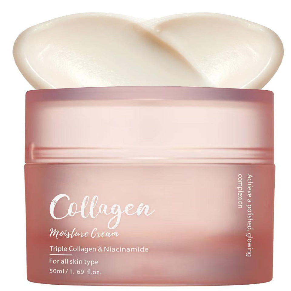 TWLBXMG Collagen Moisture Cream bottle promotes hydration and a youthful glow.