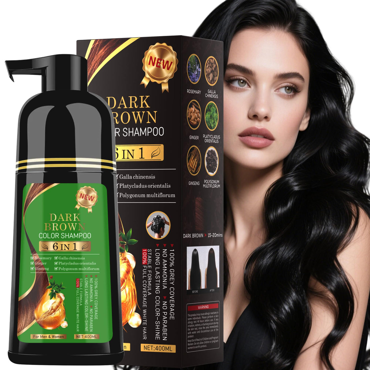 TWMINYUE Black Hair Dye Shampoo packaging open, signaling ready-to-use convenience