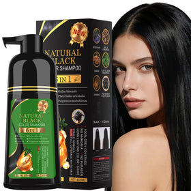 TWMINYUE black hair dye shampoo packaging highlights an easy at-home color kit.