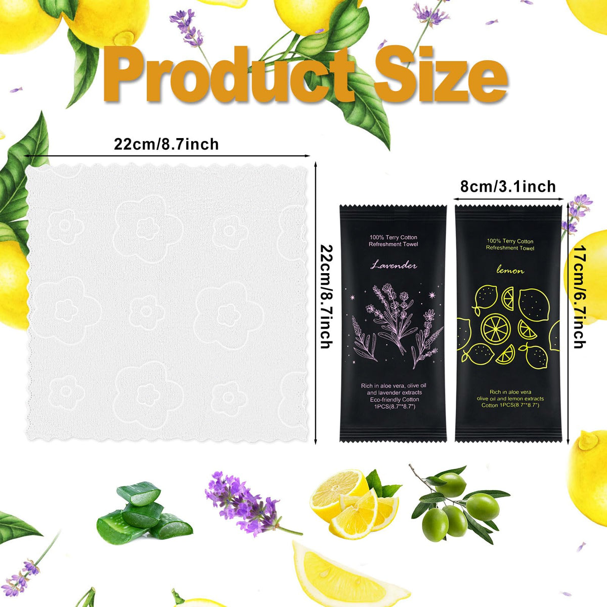 Twoworld lavender-scent towelette for relaxing, on-the-go refreshing
