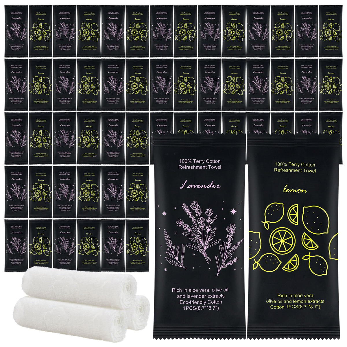 Twoworld bulk moist cotton towels 100-pack for hotels and events