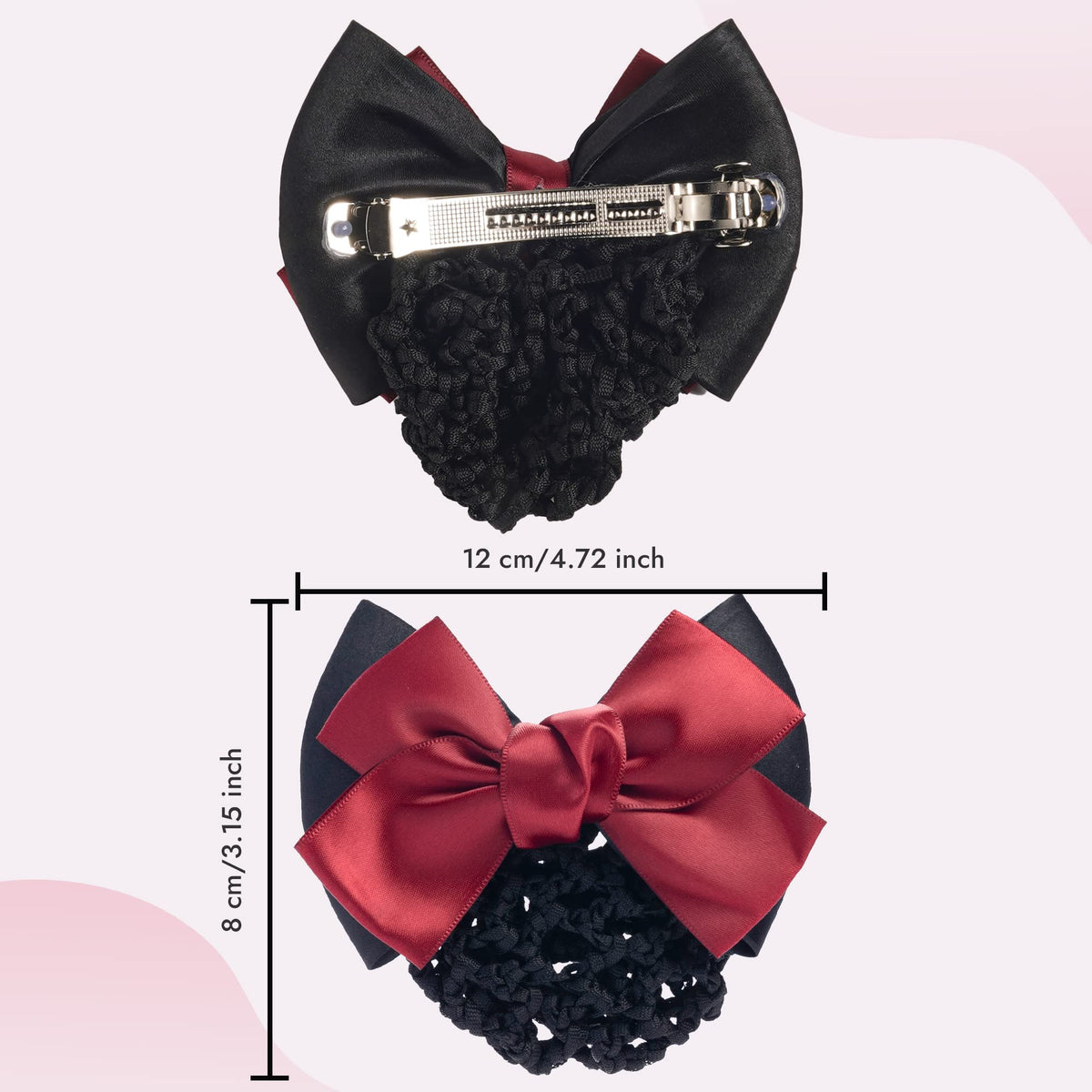 TXIN bowknot barrette red adds secure grip and refined touch for work.