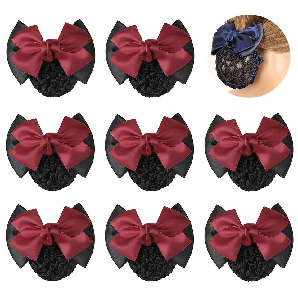 TXIN satin bow snood in red holds hair securely with everyday elegance.