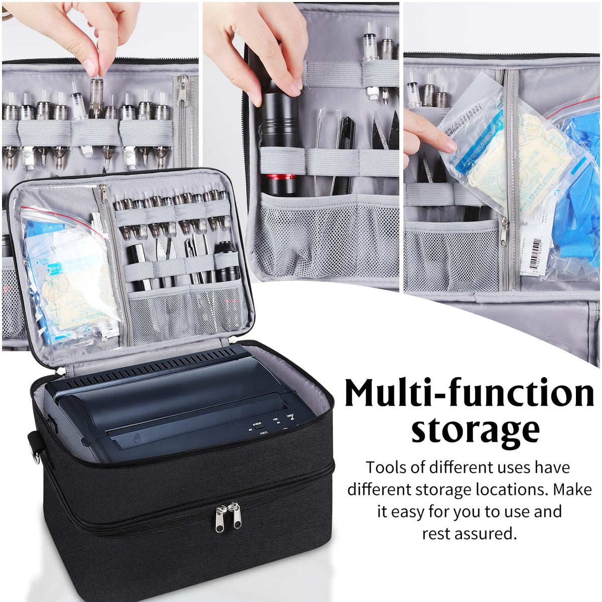Durable TXIYEAN case protects tattoo machines and tools on the go.
