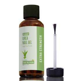 TXLSC CLEAR Urea Nail Gel with Tea Tree Oil bottle shown for overnight use and care.