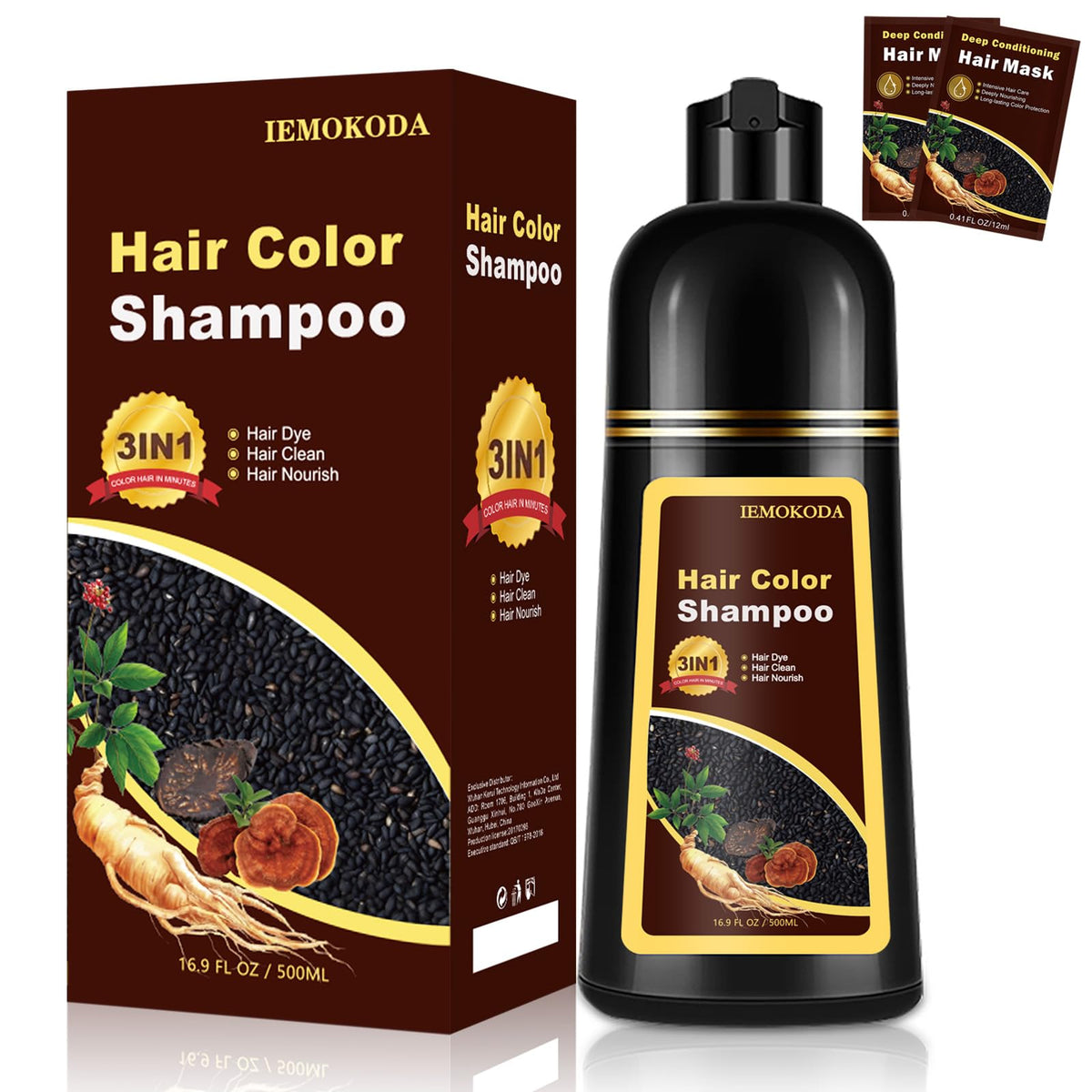 TYAYW Coffee Hair Dye Shampoo bottle showing at-home color solution