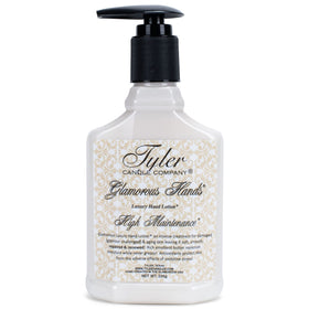 Tyler Candle Co High Maintenance Hand Lotion bottle for luxurious, rich hand care.
