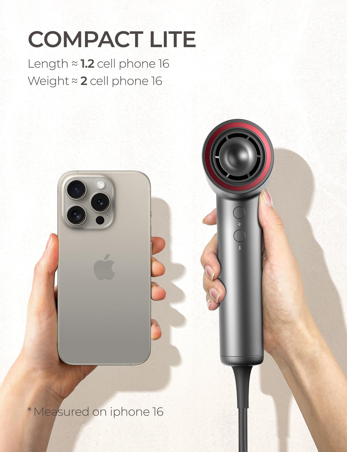 Compact travel companion TYMO AirHype Lite fits in bags and purses.