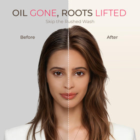 TYMO Dry Shampoo pump-application showing easy spray for roots refresh.