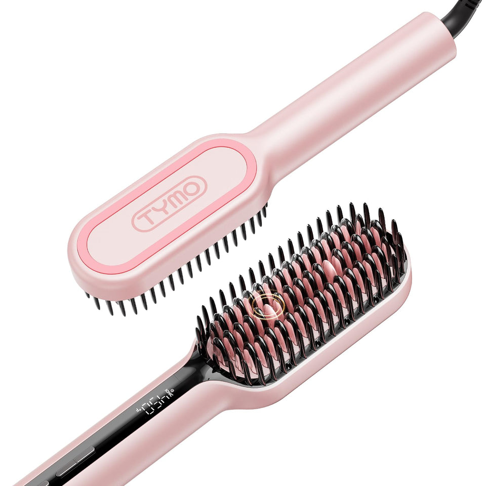 TYMO Hair Straightener Brush with Wave-Design Teeth for faster styling.