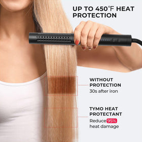 TYMO heat protectant mist spray delivering weightless coverage for all hair types