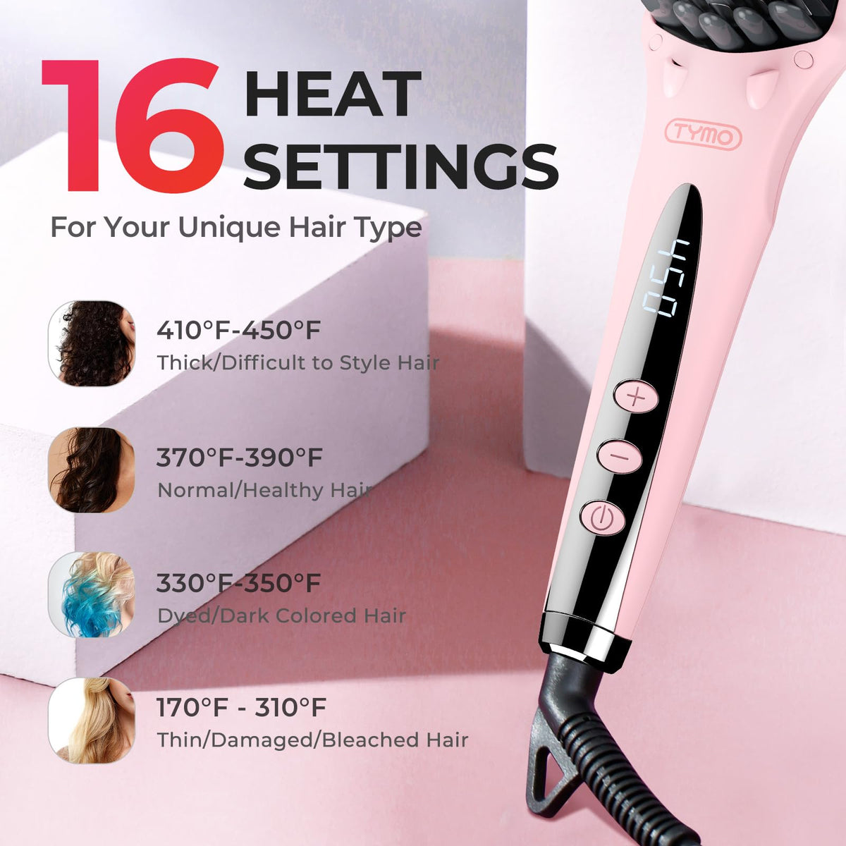 TYMO uses 10 million negative ions to smooth and reduce frizz