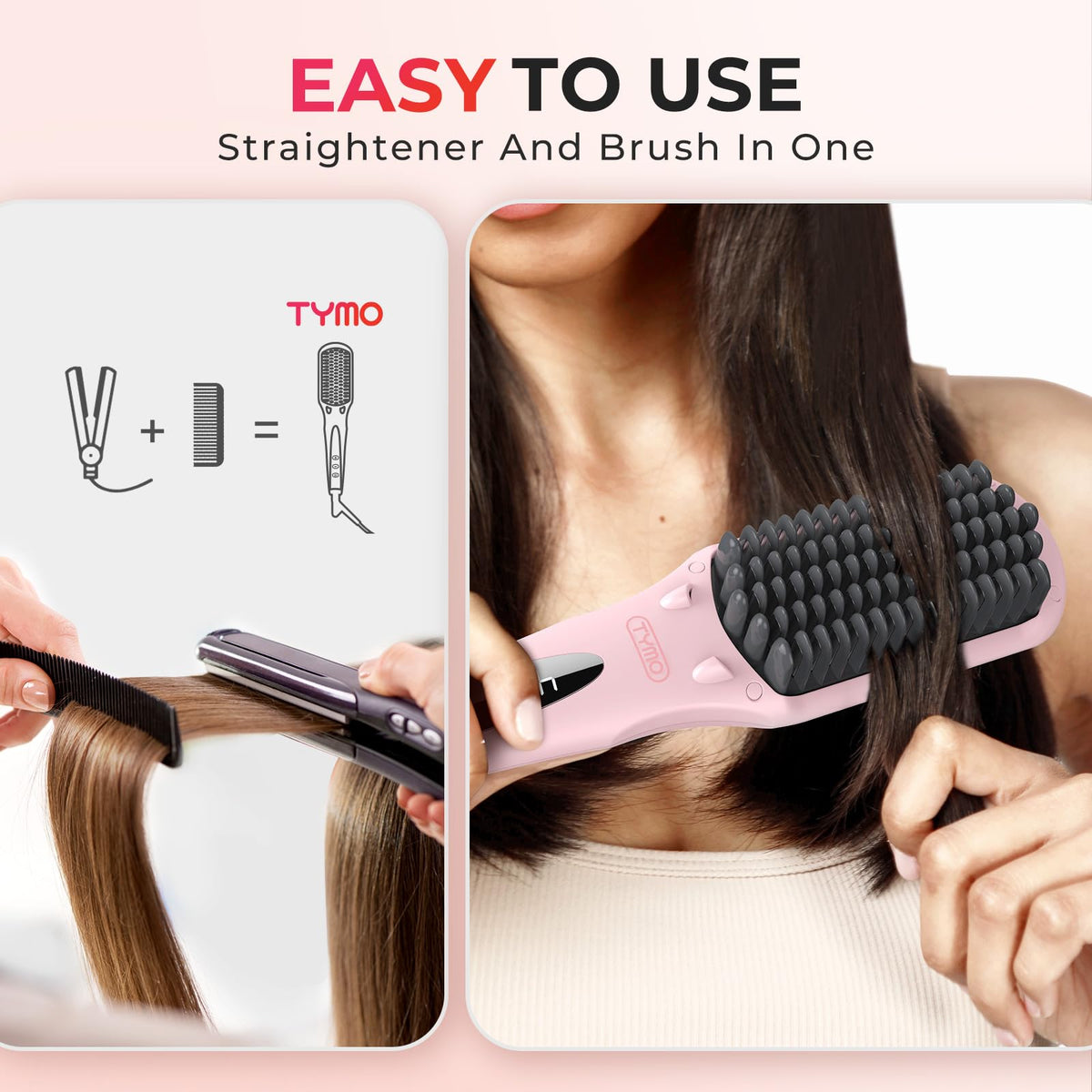 TYMO straightener brush shows 16 heat settings on LED display for customization
