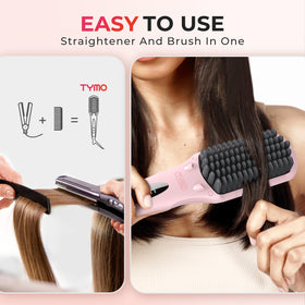TYMO straightener brush shows 16 heat settings on LED display for customization
